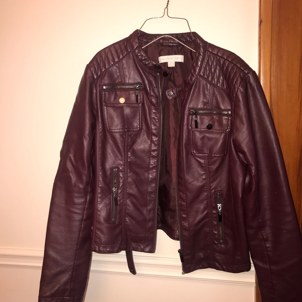 Maroon Leather Jacket - Picture 2 of 3